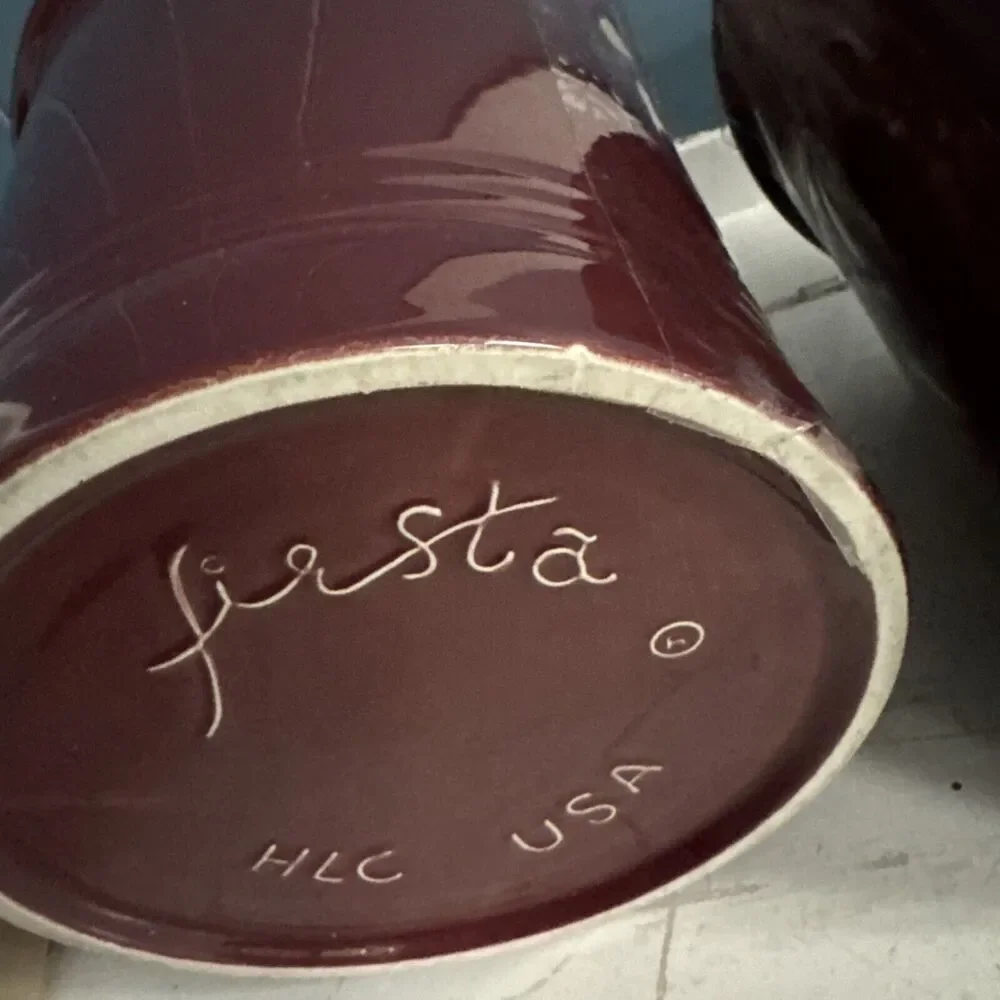 Set Of 2 Fiesta Ware Canister Cinnabar Retired EUC Ceramic Burgundy‎ Fiesta Ware